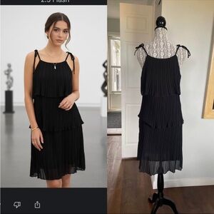 New Lord & Taylor Tiered Pleated Dress. Medium. Black